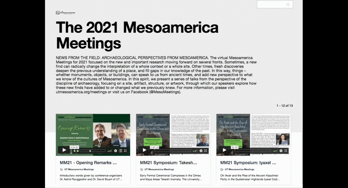 The 2021 Virtual Mesoamerica Meetings Video Archive