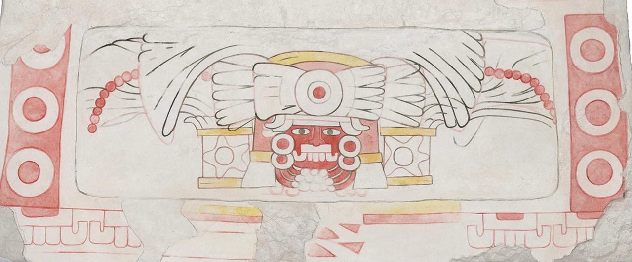 Painting from east face of altar, from Tikal, Structure 6D-XV-Sub 3. Watercolor by Heather Hurst, PAST.